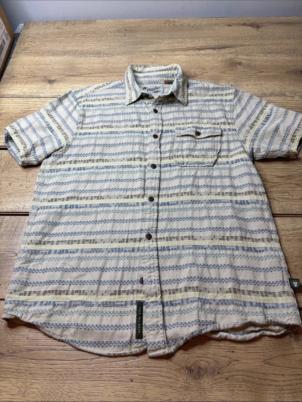 Men’s Howler Brothers San Gabriel Shirt in Mescal Jacquard Oyster Size Medium